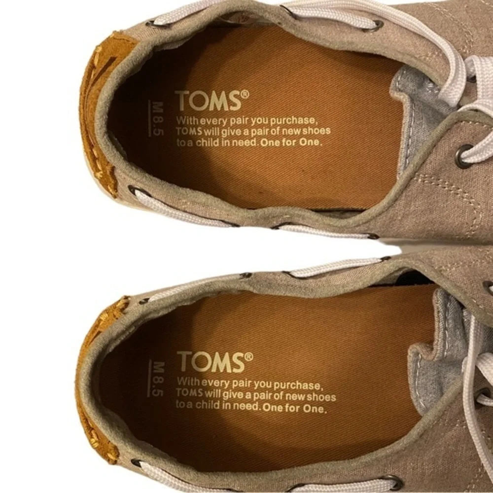 Toms mens culver boat shoe tan and blue size 8.5 NWOB - Picture 3 of 10